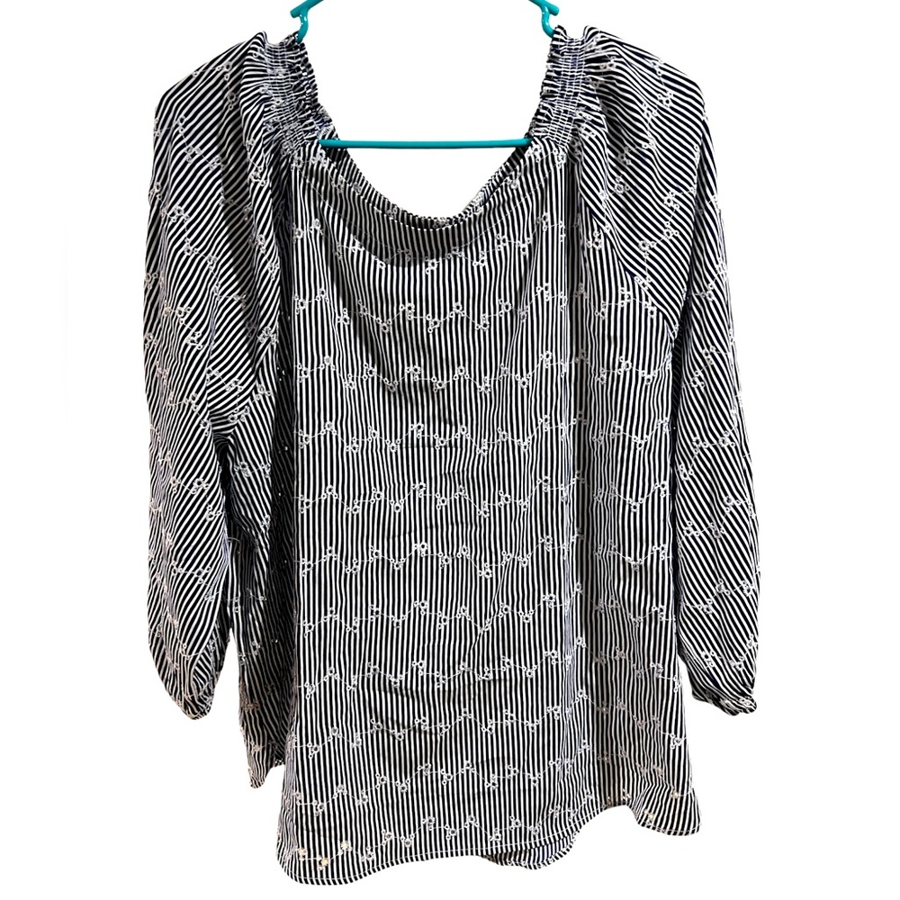 Loft Outlet blue eyelet with fine white stripes size XL